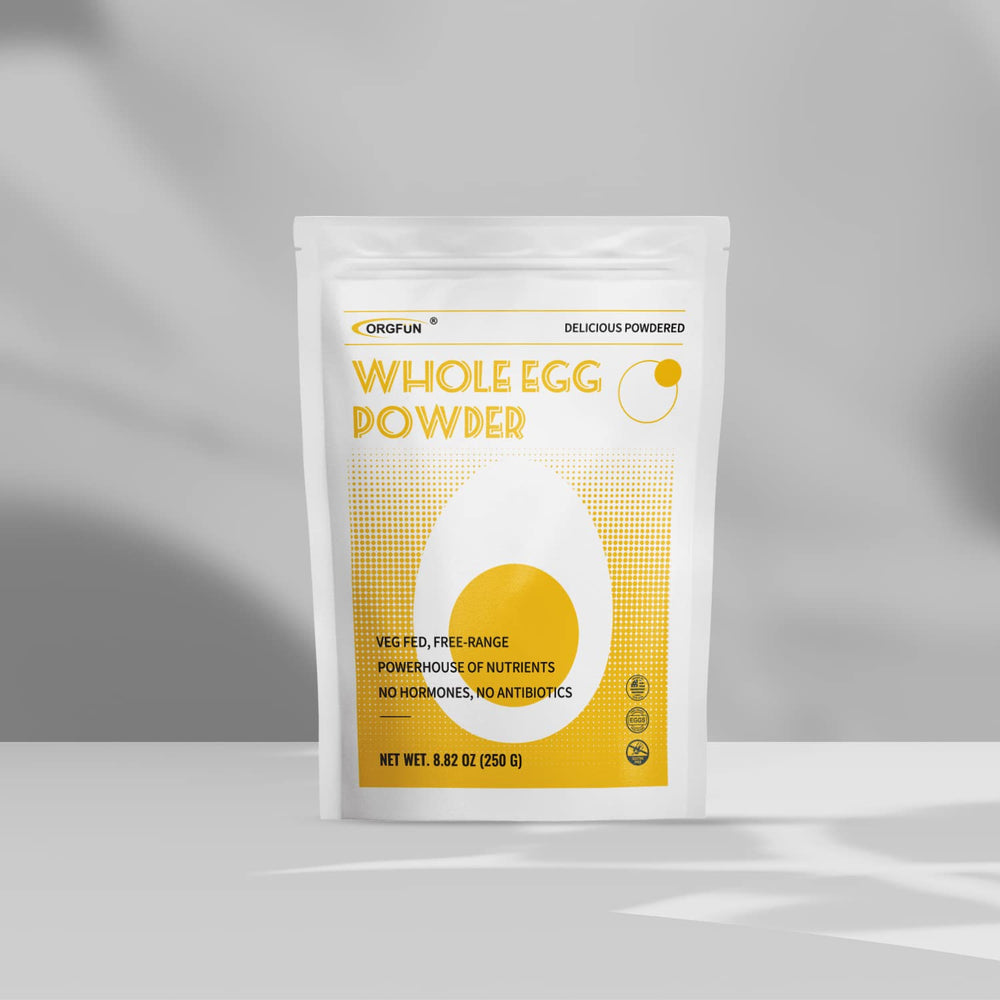 ORGFUN egg powder stored on shelf ready for everyday use