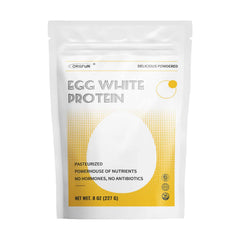 ORGFUN egg white powder 8oz packaging highlighting freshness and USA origin