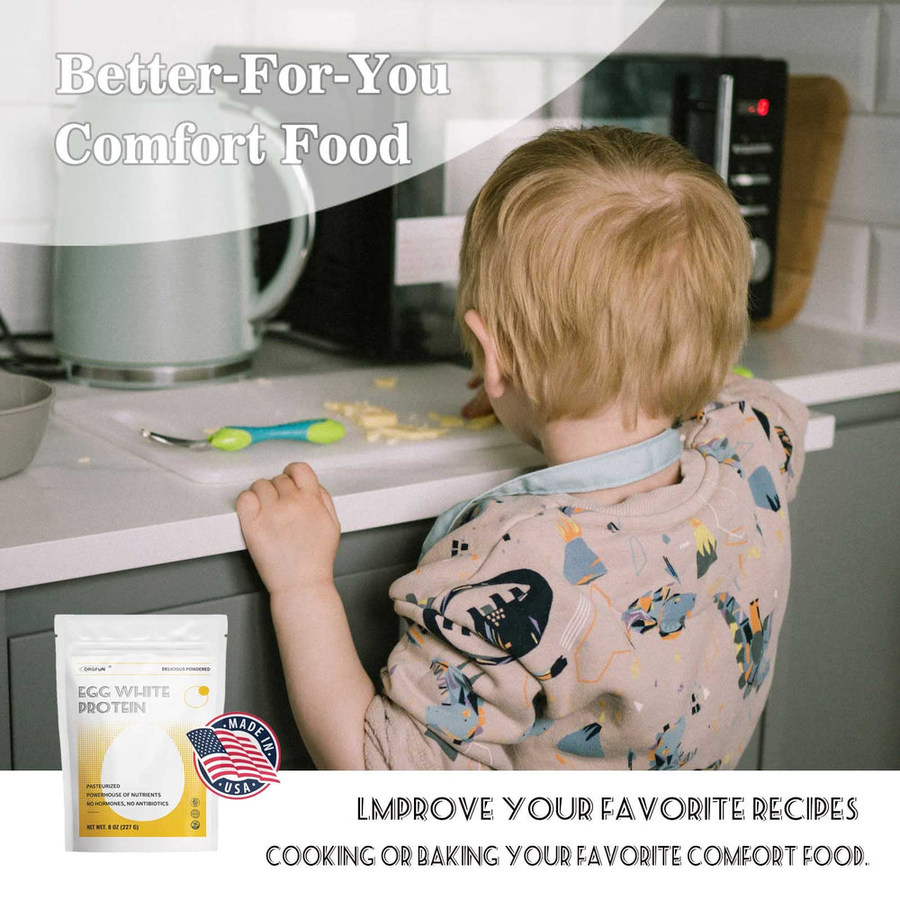 ORGFUN egg white powder easy-mix in a shaker for quick meals