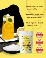 ORGFUN Lemon Powder in a glass beverage for refreshing drinks