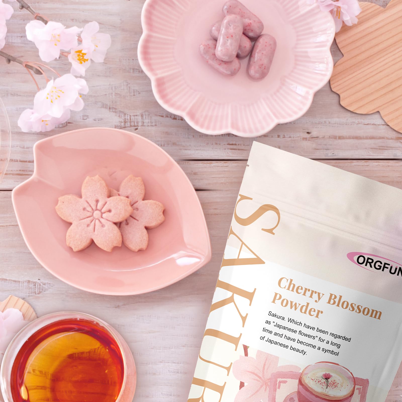 ORGFUN Sakura Powder in bubble tea for a floral note