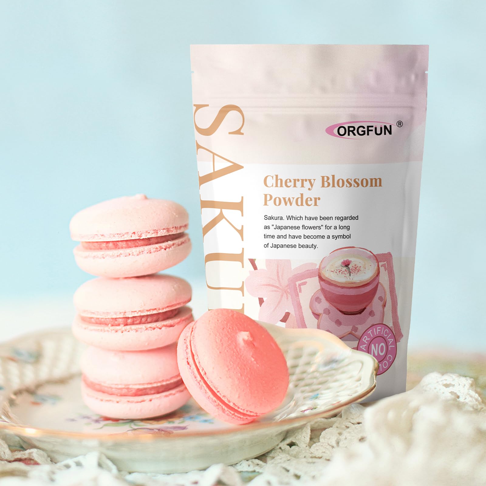 ORGFUN Sakura Powder dusted on a cake for pink decoration