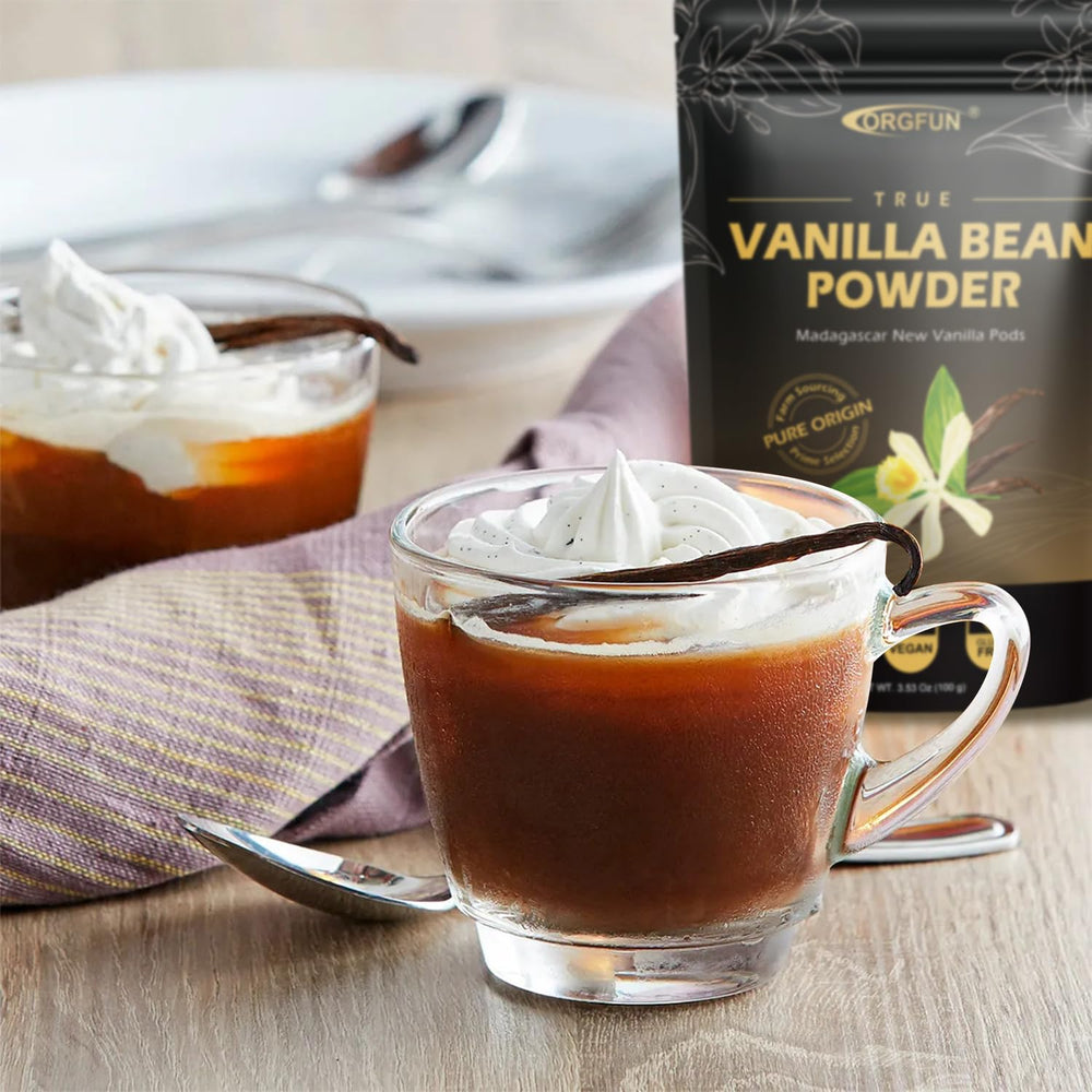 ORGFUN Vanilla Powder as a dessert topping adds natural vanilla sweetness.