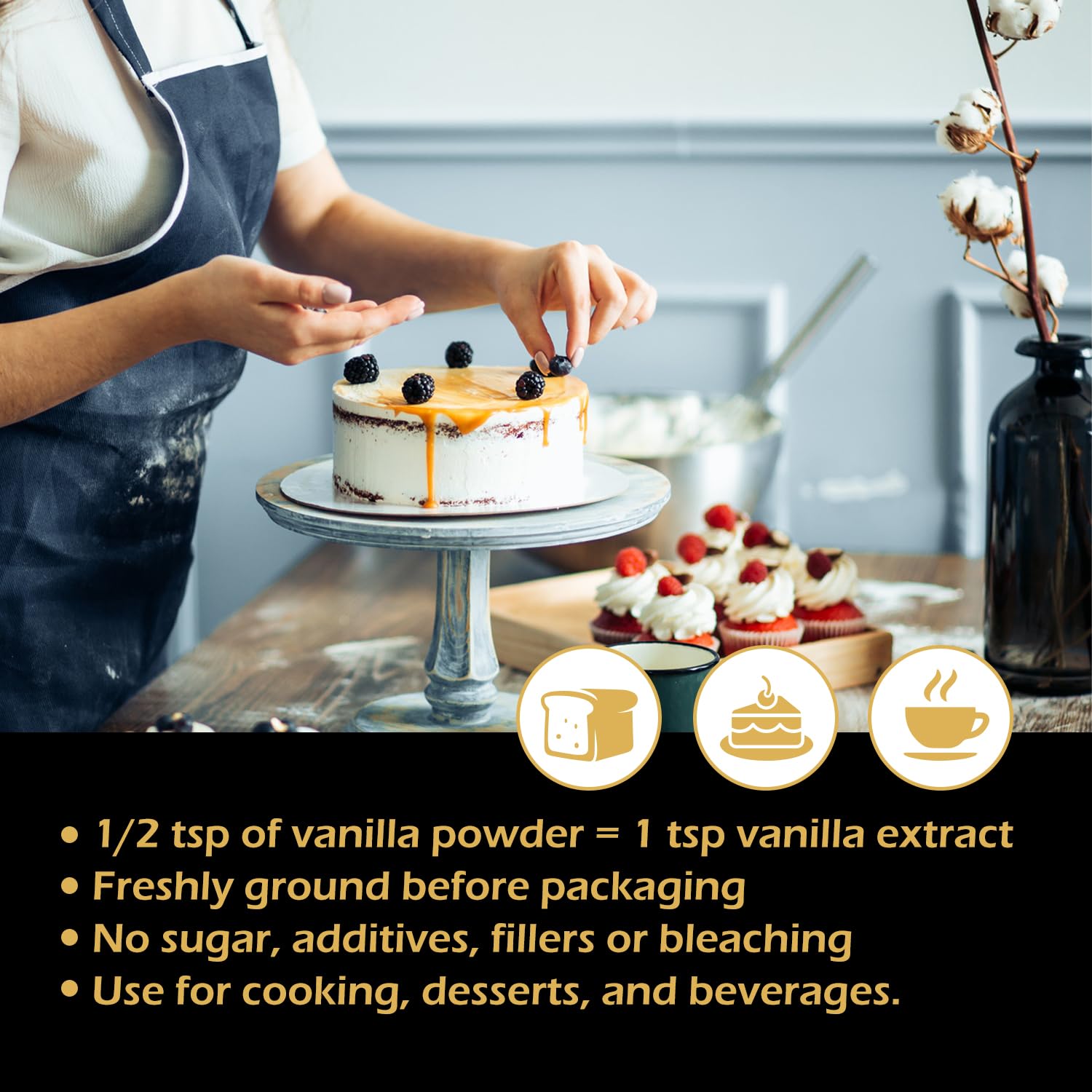 ORGFUN Vanilla Powder Madagascar origin signals high-quality, additive-free vanilla.