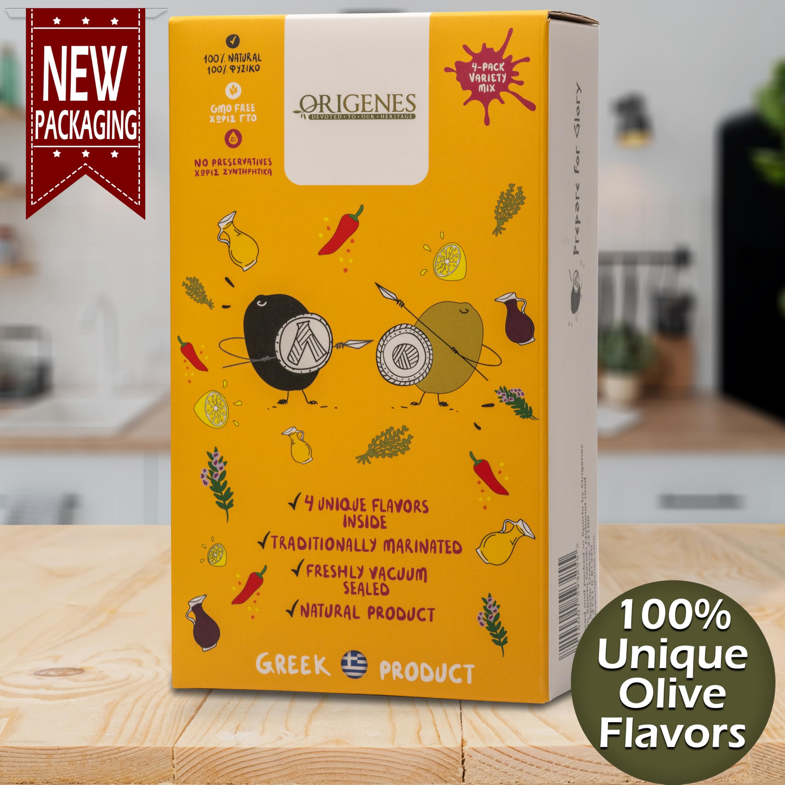 ORIGENES Green olives with lemon for bright salads.