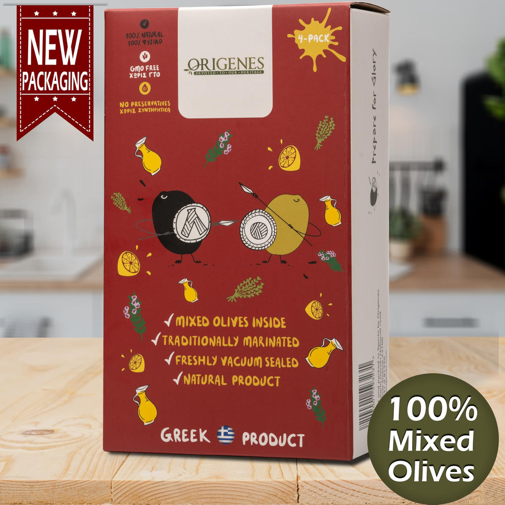 Origenes Kalamon black olives marinated with lemon and oregano for robust flavor