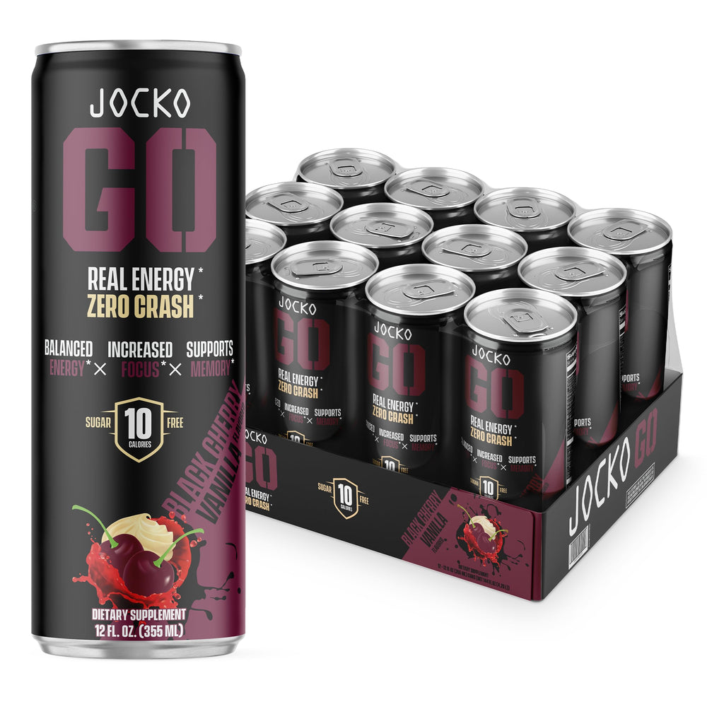 Origin Jocko GO energy drink black cherry vanilla can for a sugar-free energy boost