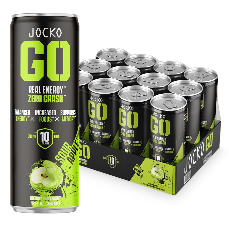 Origin Jocko GO Sour Apple can front view shows a sugar-free energy boost for busy mornings.