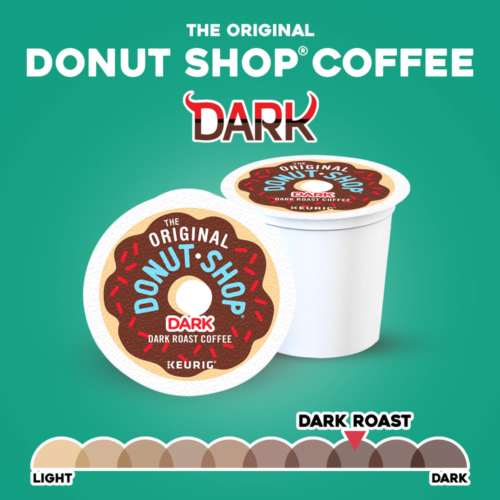 The Original Donut Shop Dark Roast brew in a mug perfect for mornings