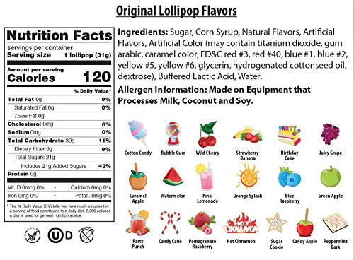 Original Gourmet Watermelon Lollipops kosher and peanut-free snack option.