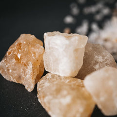 Original Himalayan Crystal Salt stones dissolving in water to replenish electrolytes gradually