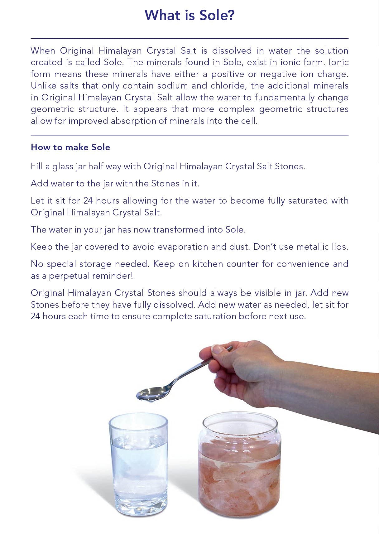 Open container of Original Himalayan Crystal Salt stones showing pristine crystals ready for sole use