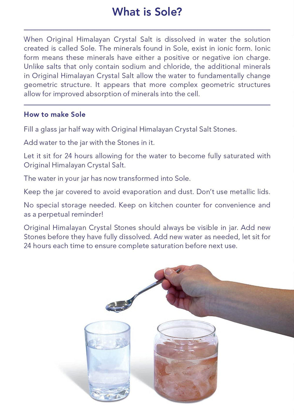 Open container of Original Himalayan Crystal Salt stones showing pristine crystals ready for sole use