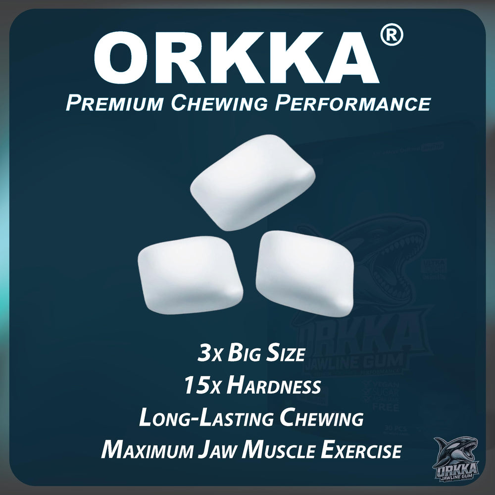 ORKKA Jawline Gum portable packaging keeps chew sessions ready at gym or office.