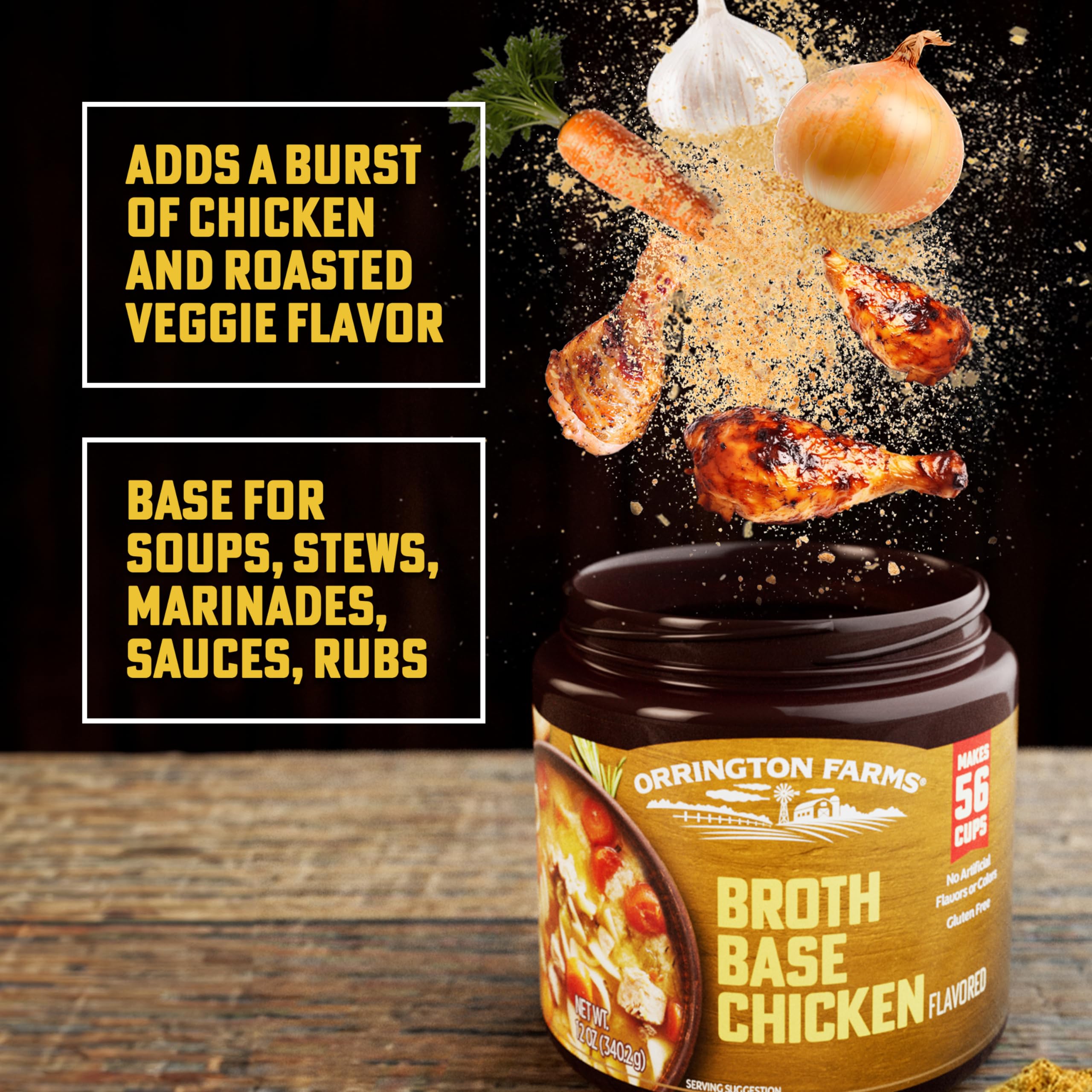 Orrington Farms broth base dissolves quickly in water for quick soups and sauces.