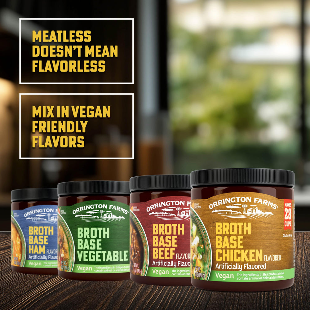 Orrington Farms gluten-free vegan broth label highlights vegan ingredients
