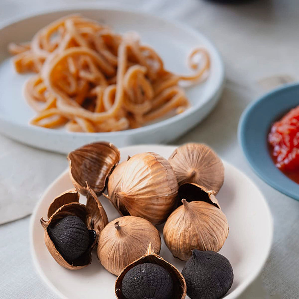 Orsky Black Garlic pantry-storage photo promotes long-lasting antioxidant-rich seasoning on hand.