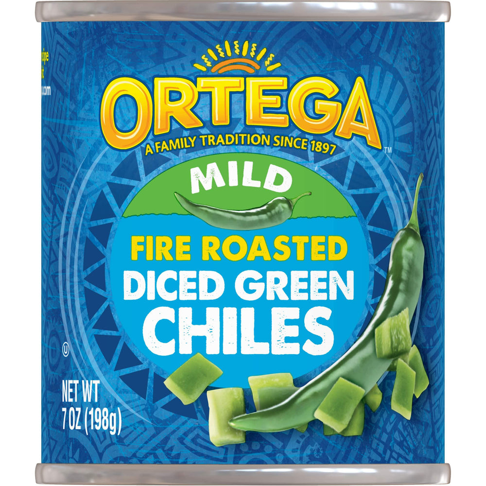 Ortega Diced Green Chiles in a can add mild heat to scrambled eggs for breakfast.