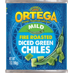 Ortega Diced Green Chiles in a can add mild heat to scrambled eggs for breakfast.