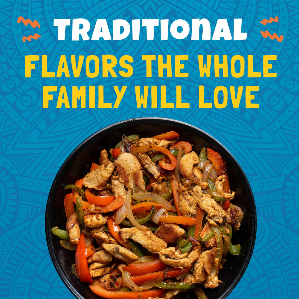 Ortega fajita seasoning on kitchen counter ready for easy weeknight fajitas