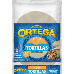 Ortega Flour Tortillas 6inch pack — soft, flexible texture for quick wraps.