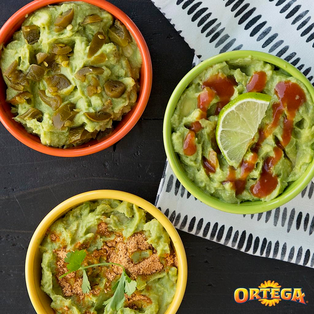 Ortega Guacamole Seasoning served on a taco plate for fiesta-ready meal.