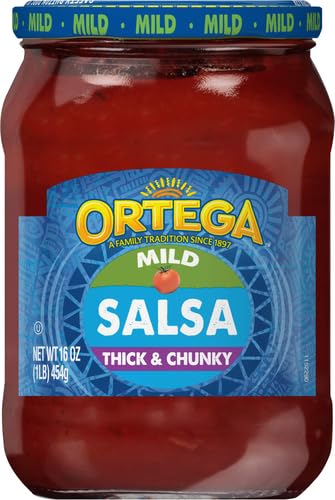 Ortega Thick and Chunky salsa close up for dipping