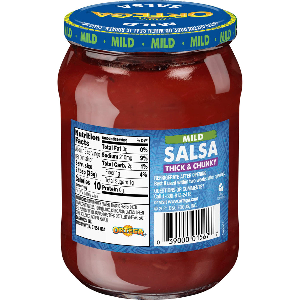 Ortega salsa ingredients close up with tomatoes and peppers