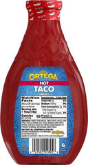 Ortega Original Taco Sauce hot bottle pour for quick, mess-free meals.