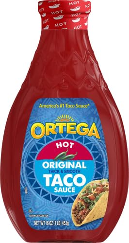 Ortega Original Taco Sauce hot on tacos for a vibrant finish.