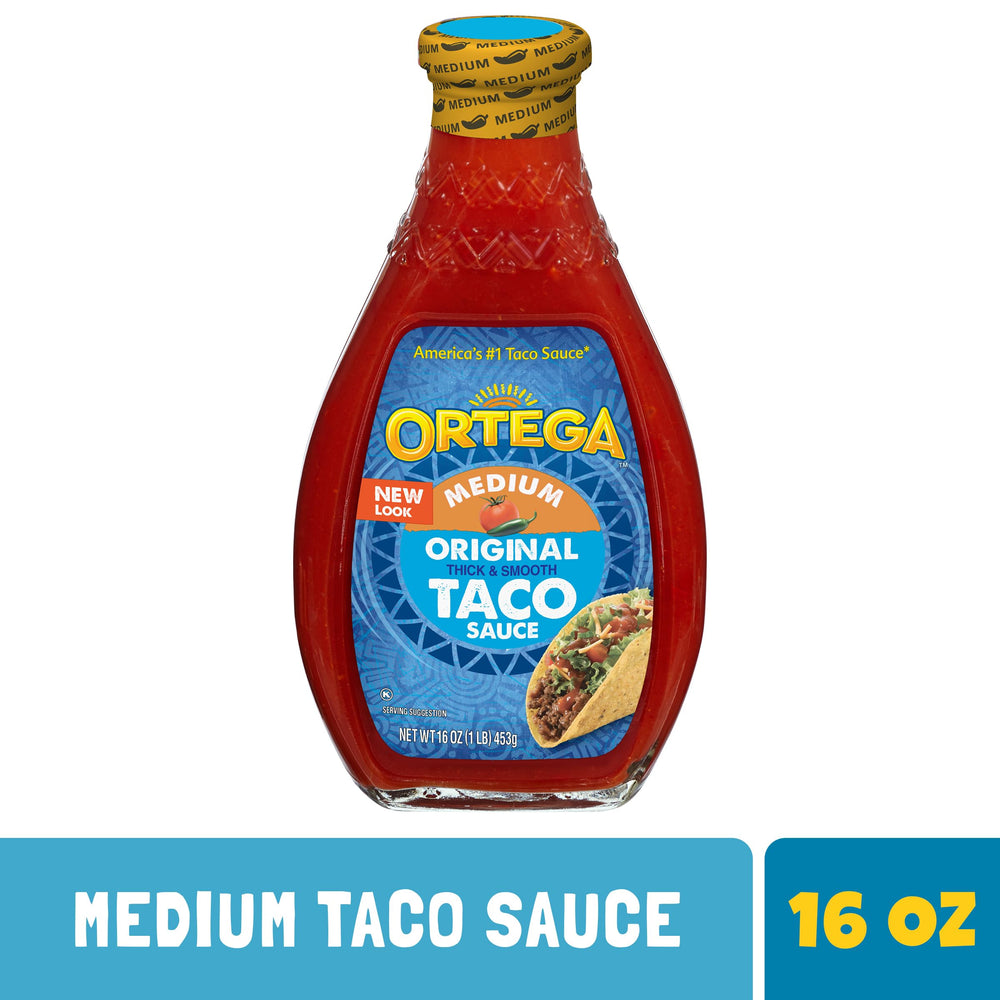 Ortega Original Taco Sauce shaker-top enables easy pouring.