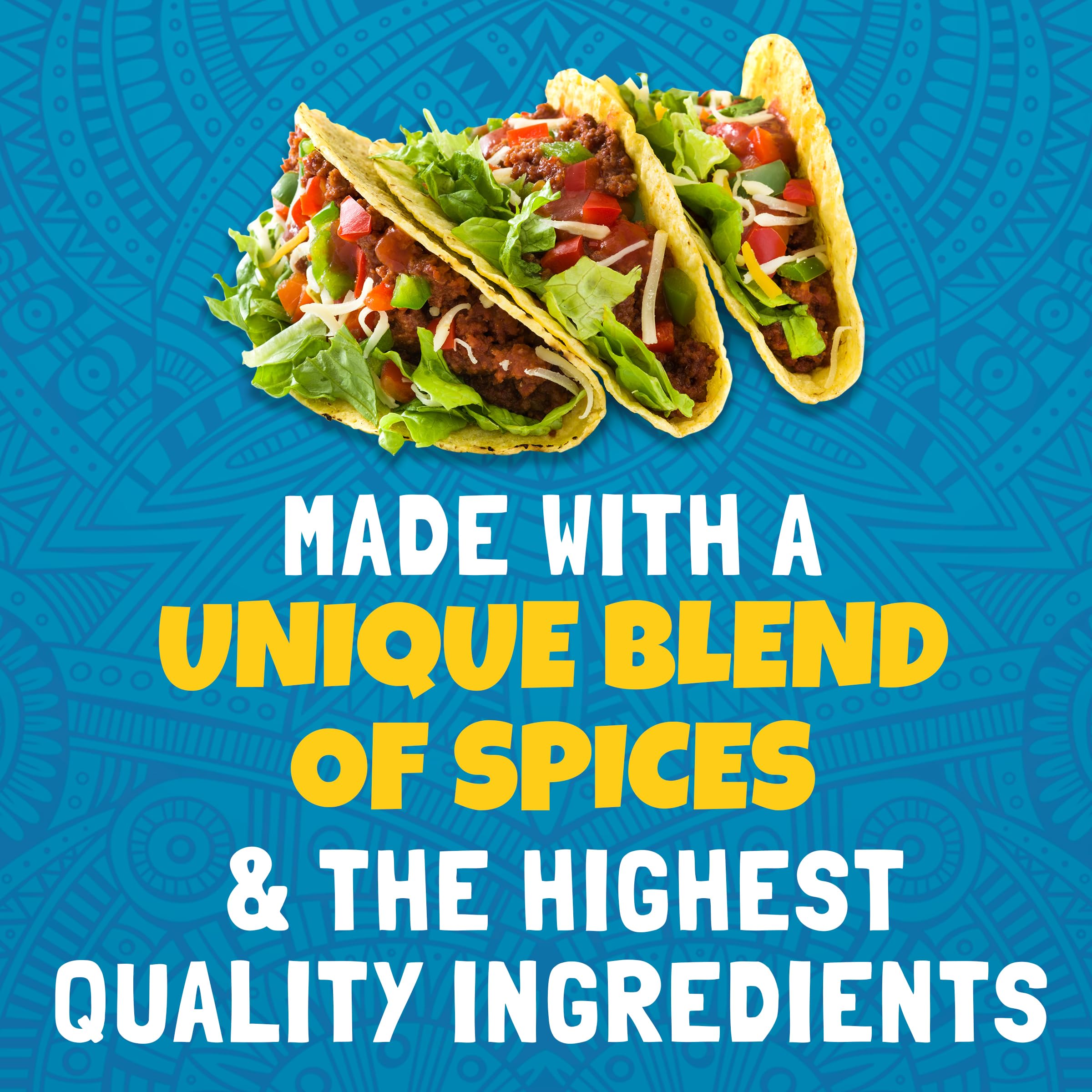 Close-up of Ortega taco-night mix ready to flavor ground beef and beans