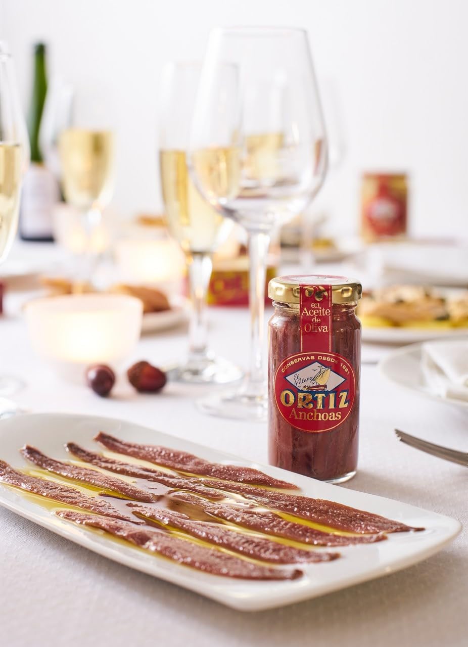 Ortiz anchovies wild-caught Cantabrian Sea ready to elevate recipes.
