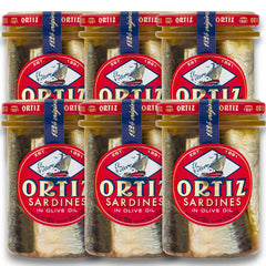 Ortiz Old Style sardines in olive oil six-pack, ideal for pantry meals