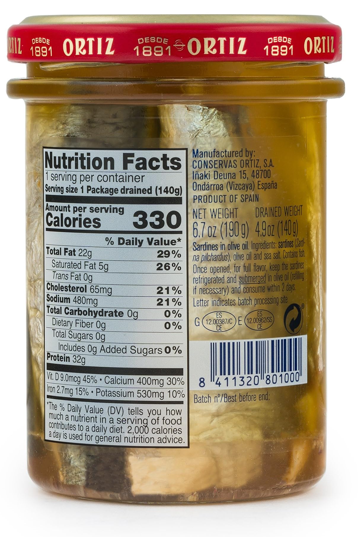 Ortiz sardines in olive oil close-up shows buttery texture and premium packaging
