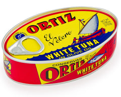 Ortiz Spanish white albacore packaging close-up
