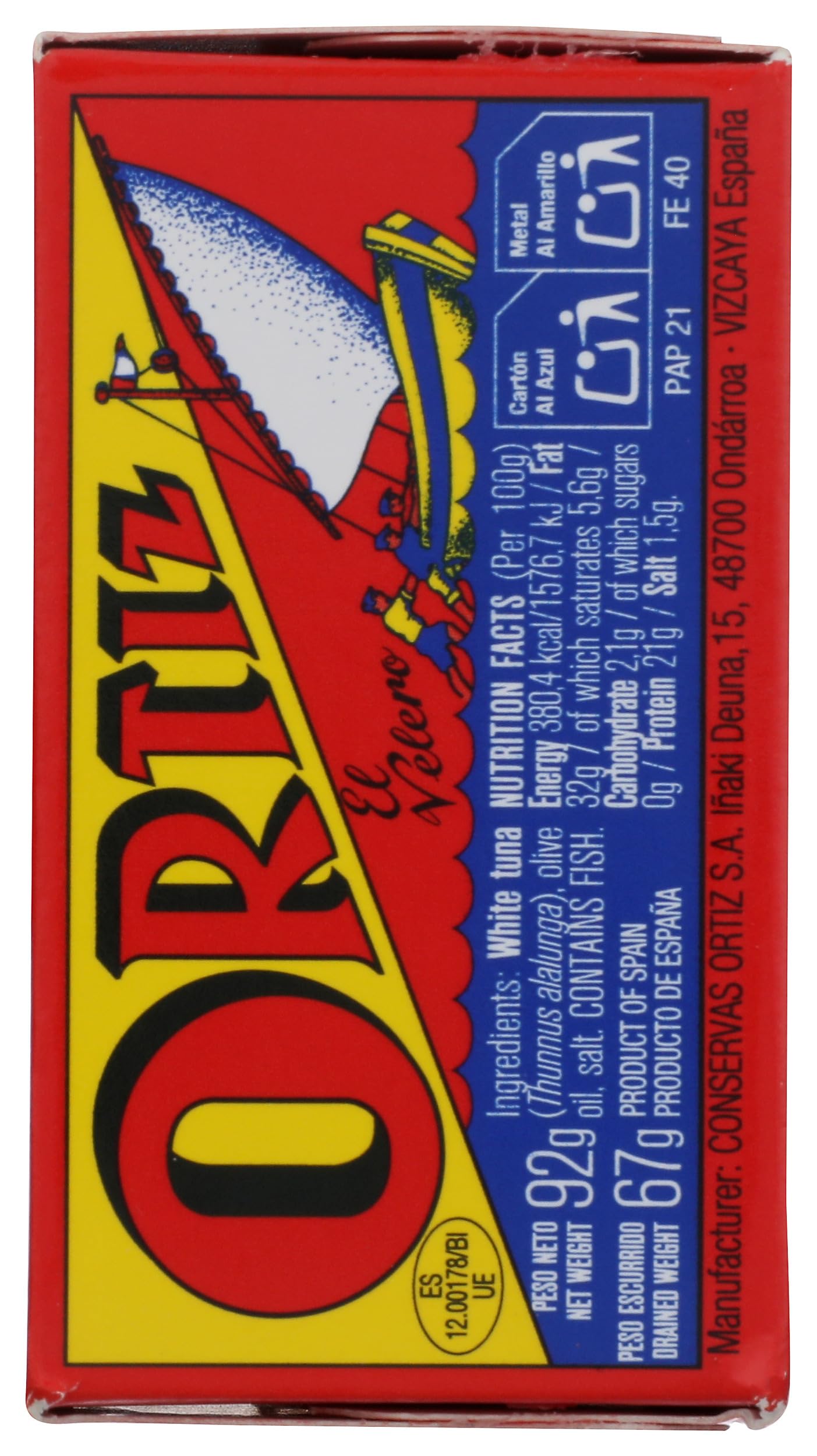 Ortiz tuna in oil glossy packaging signals freshness and easy storage