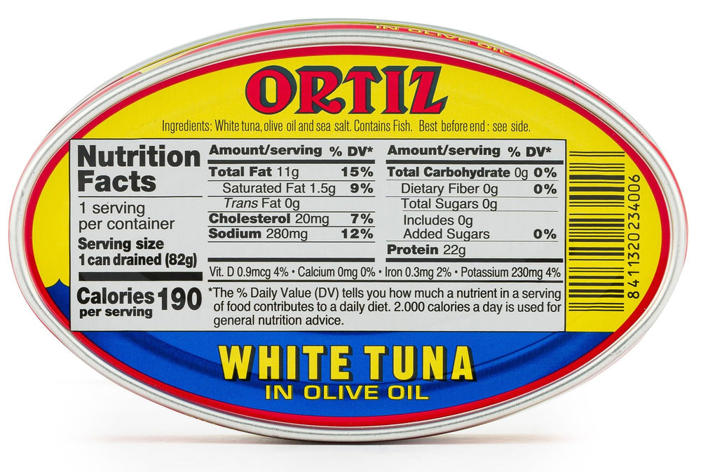 Ortiz white tuna in olive oil close-up showing moist texture.