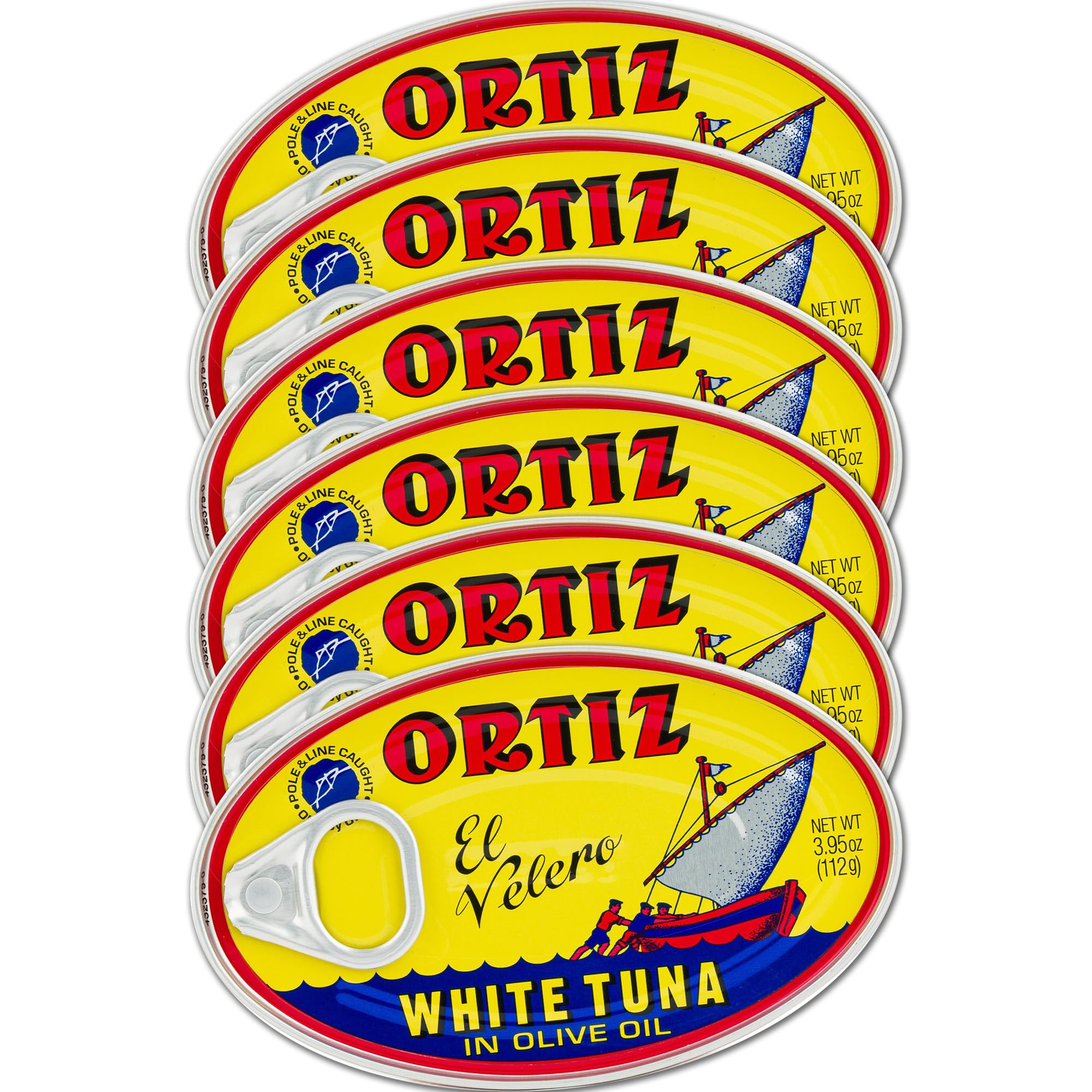 Ortiz white tuna in olive oil can close-up, premium protein for salads