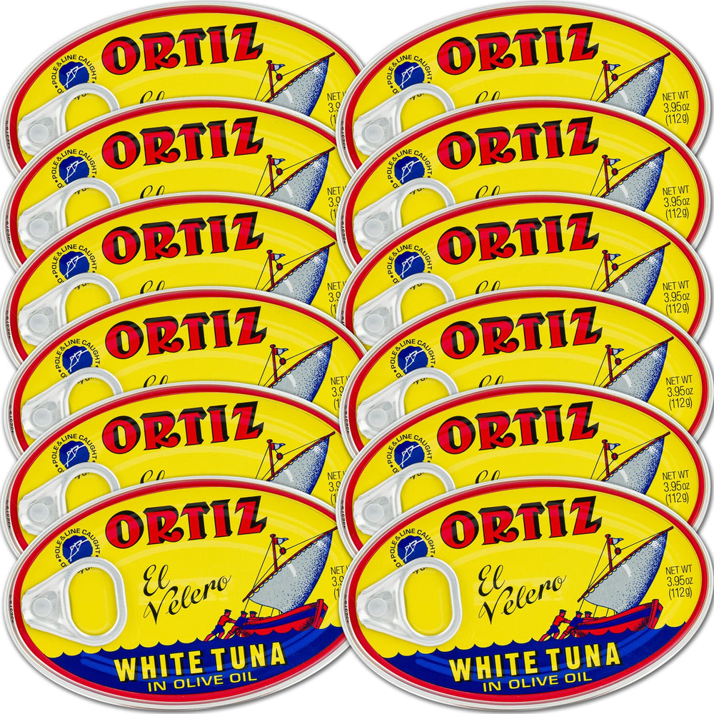 Ortiz white tuna in olive oil tender slices for quick meals.