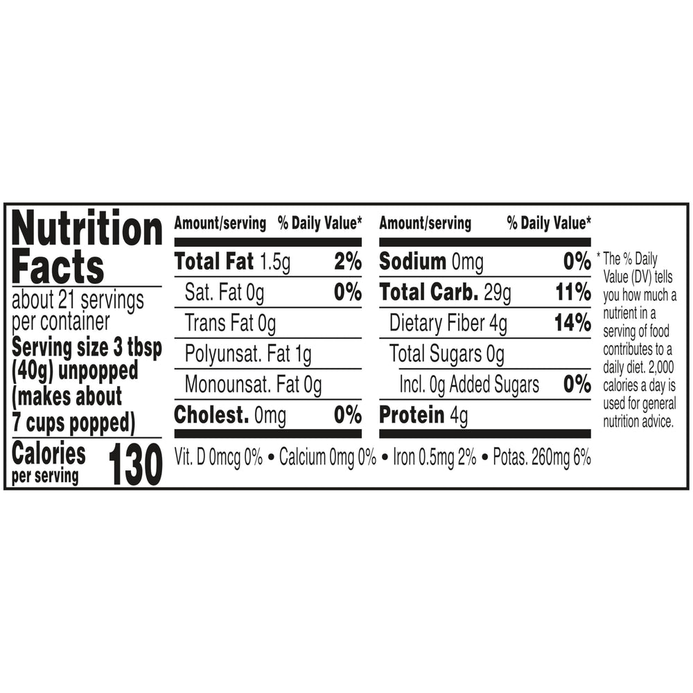 Orville Redenbacher's 30 oz bag resting on pantry shelf