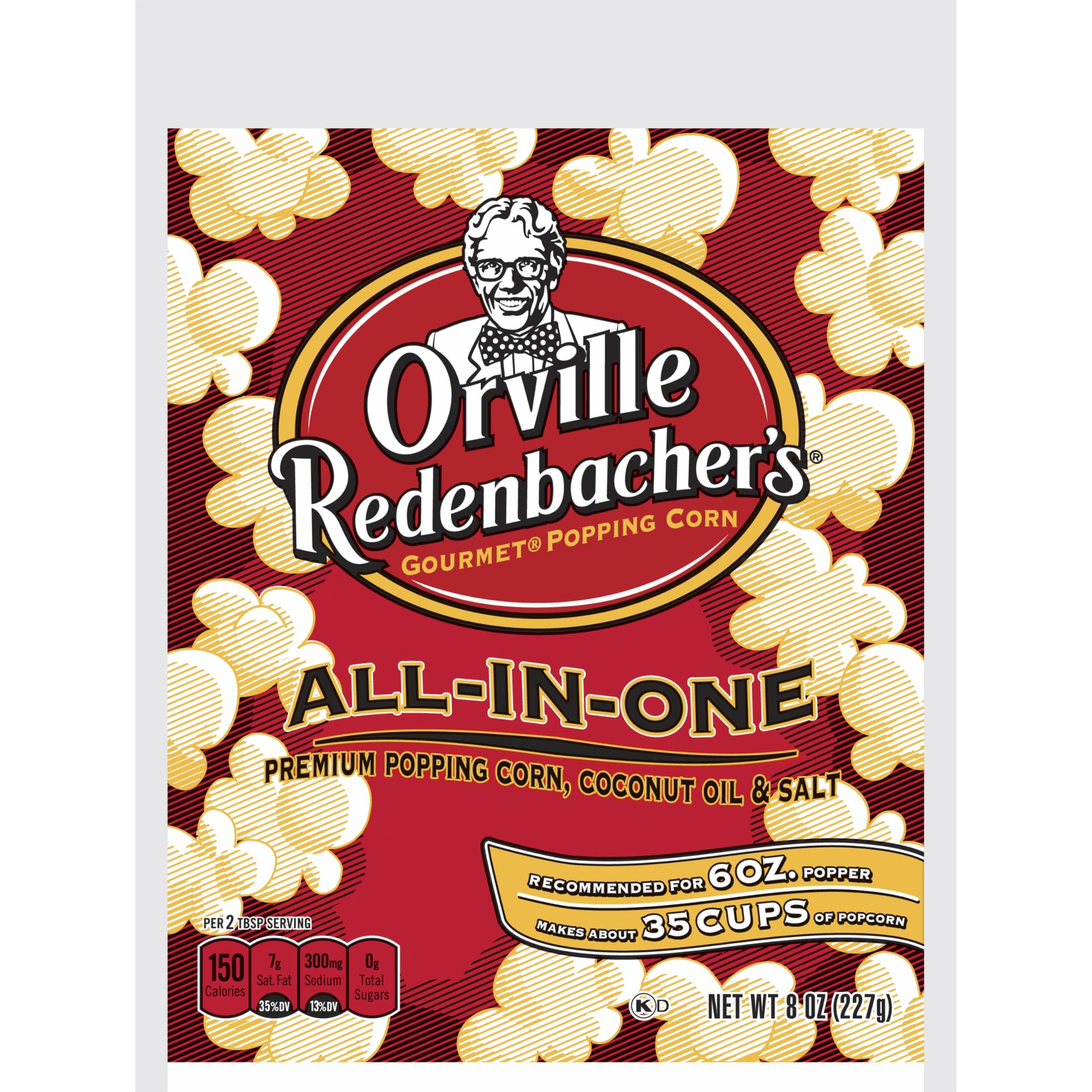 Orville Redenbacher's all-in-one popcorn kit with coconut oil packs for quick batch popping