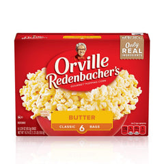 Orville Redenbacher’s classic butter microwave popcorn box ready for family movie night.