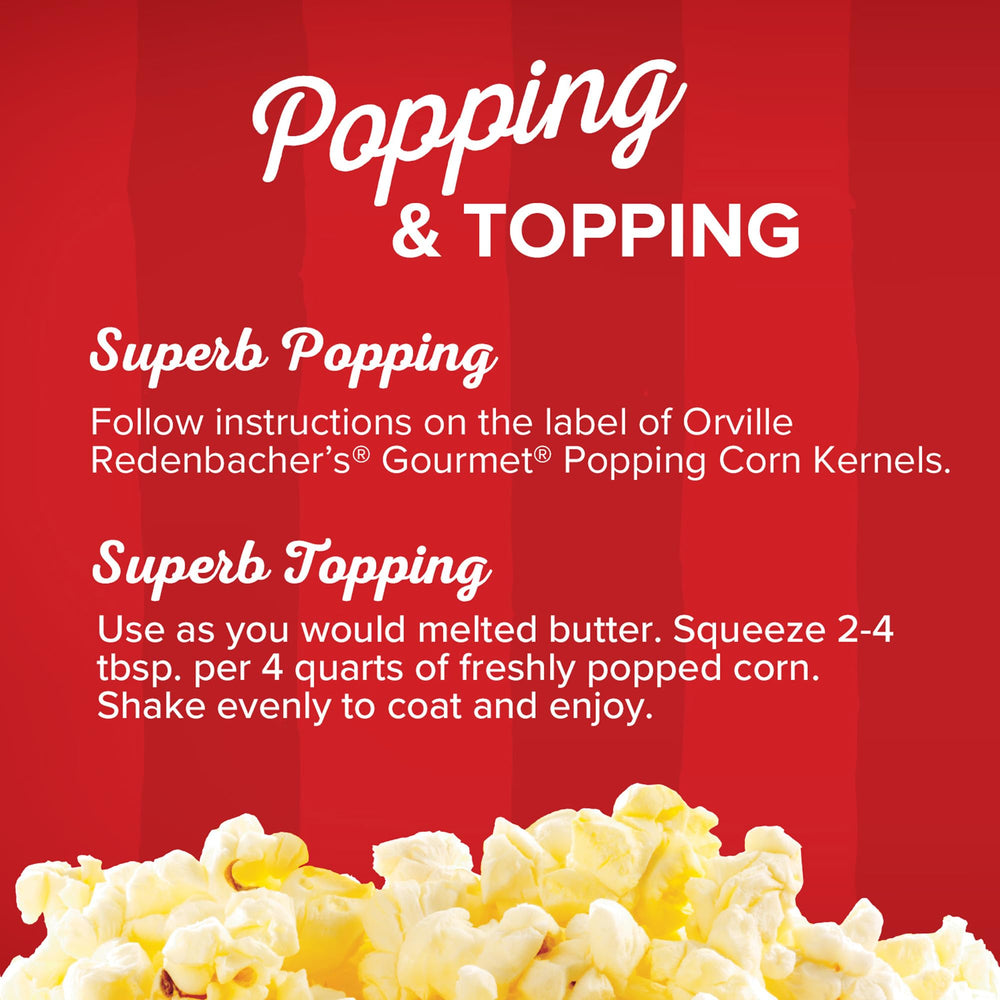 Gluten-free popcorn snack prepared with Orville Redenbacher's butter oil.