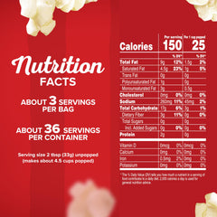 Orville Redenbacher's Homestyle Butter popcorn bags close-up highlighting buttery flavor and salt.