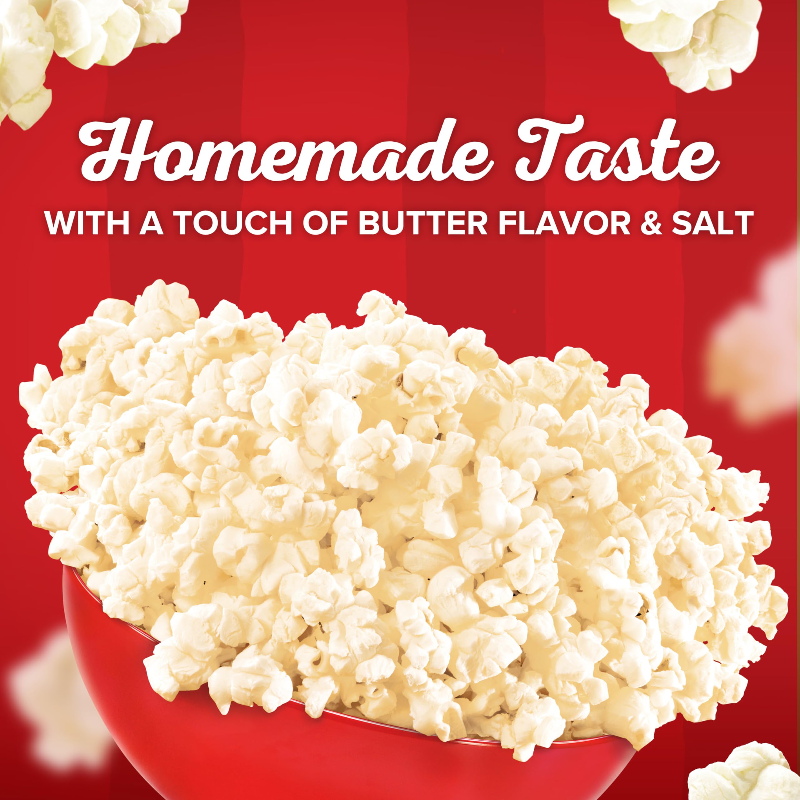 Orville Redenbacher's Homestyle Butter gluten-free popcorn with 100% whole grain kernels.