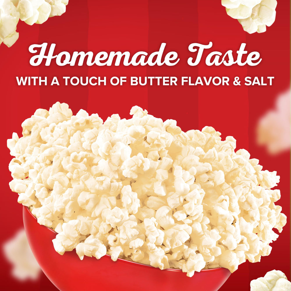 Orville Redenbacher's Homestyle Butter gluten-free popcorn with 100% whole grain kernels.