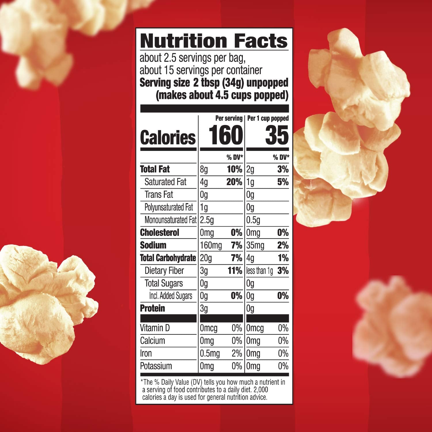 Close-up of kettle corn texture and golden pops.