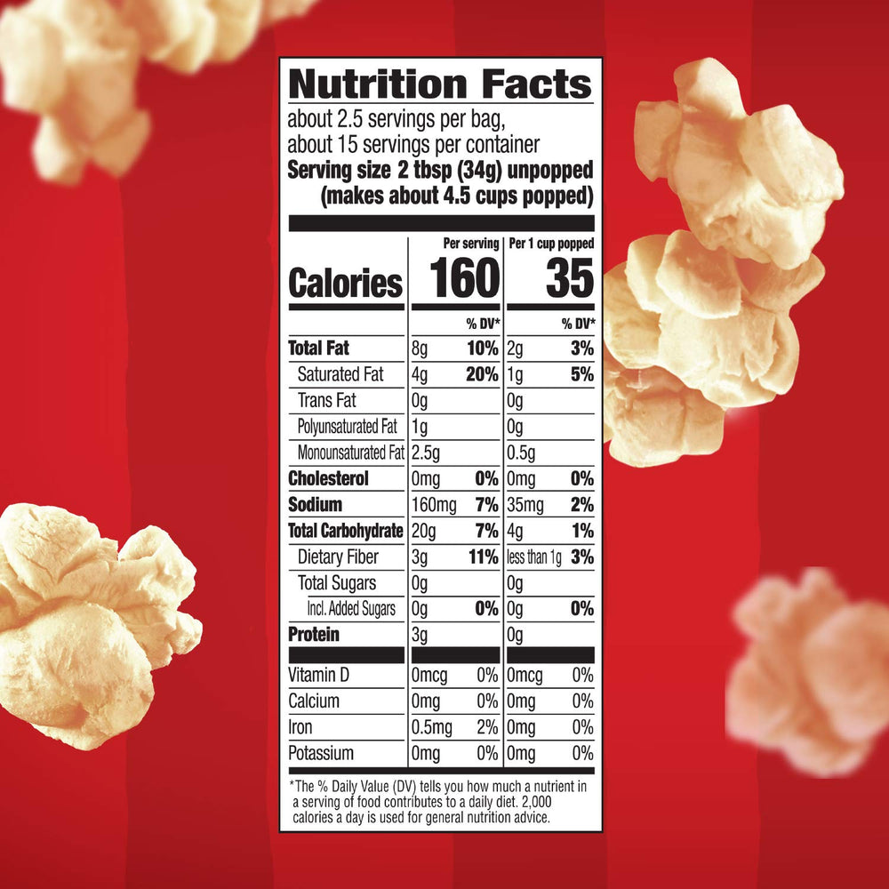 Close-up of kettle corn texture and golden pops.