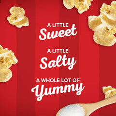 Orville Redenbacher's Kettle Corn kernels close-up, showcasing light fluff and crisp crunch.